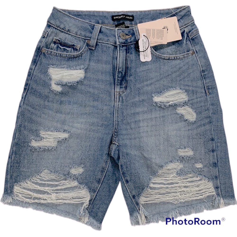 NWT Sincerely Jules High Rise Wedge Denim Shorts